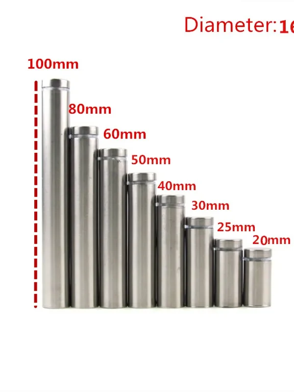 4 pcs Glass Fasteners Diameter 16mm Stainless Steel Acrylic Advertisement Standoffs Pin Nails Billboard Fixing Screws Hardware