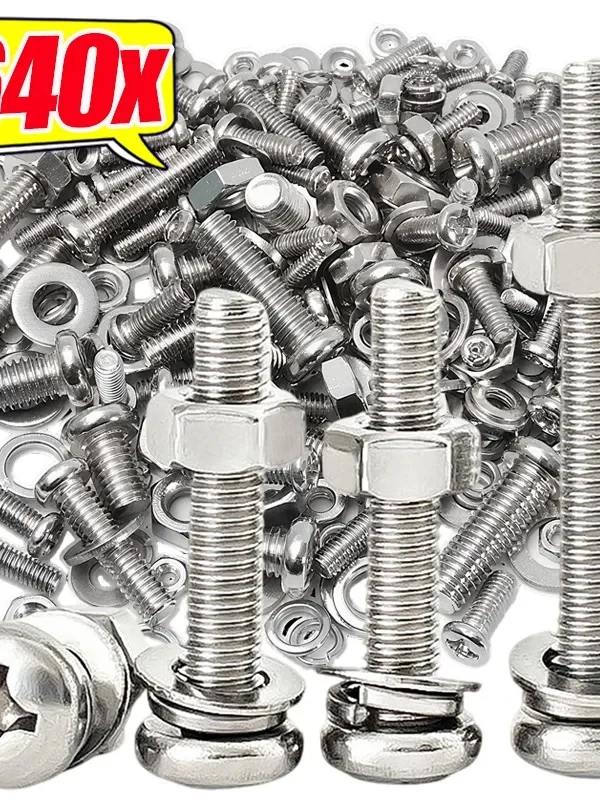 Stainless Steel Screws Nuts Set Cross Slotted Round Flat Washer Bolts Fasteners Nuts And Bolts Hardware Assortment Kits
