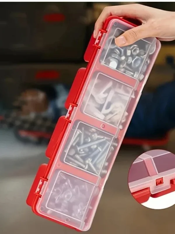 1Pc/2Pcs Multi-Compartment Organizer Box For Screws & Small Parts - Durable Plastic Hardware And Jewelry Storage Case